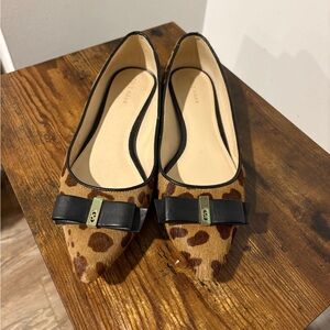 Cole Haan Leopard Print Flats with Black Bow